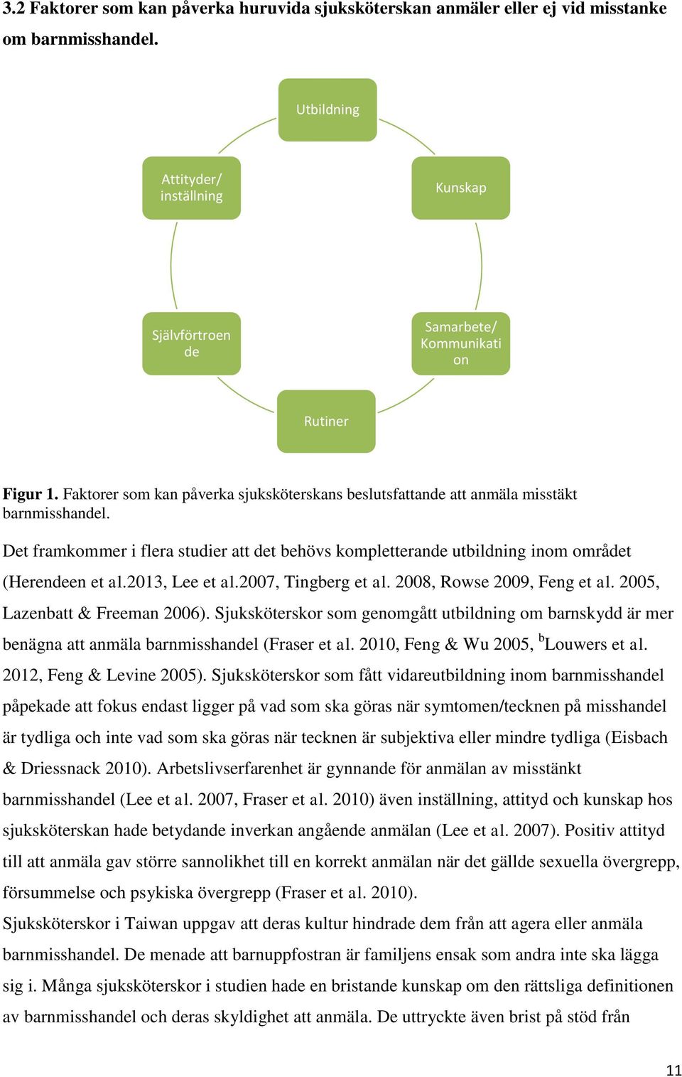 Det framkommer i flera studier att det behövs kompletterande utbildning inom området (Herendeen et al.2013, Lee et al.2007, Tingberg et al. 2008, Rowse 2009, Feng et al.