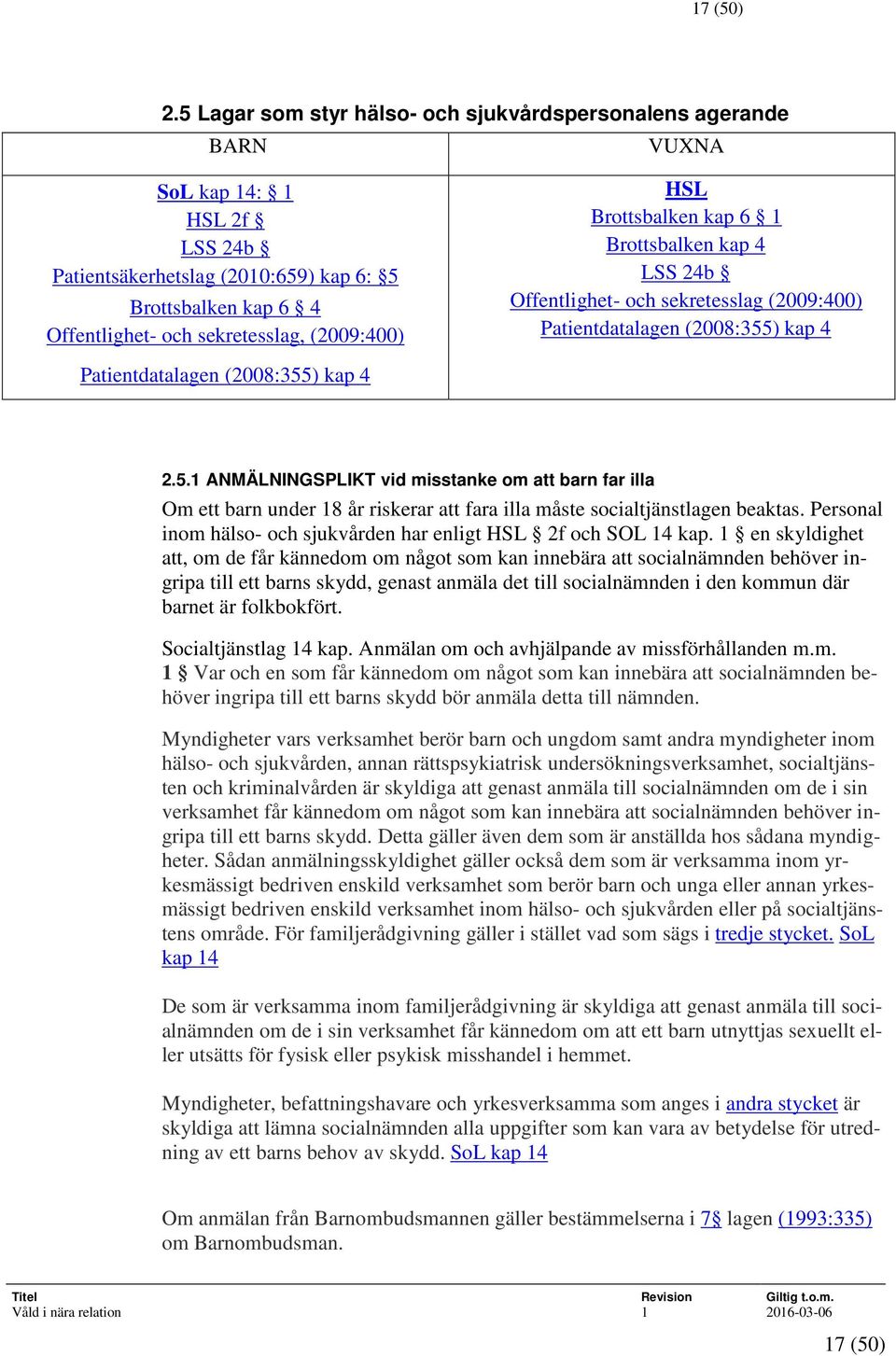 (2009:400) HSL Brottsbalken kap 6 1 Brottsbalken kap 4 LSS 24b Offentlighet- och sekretesslag (2009:400) Patientdatalagen (2008:355