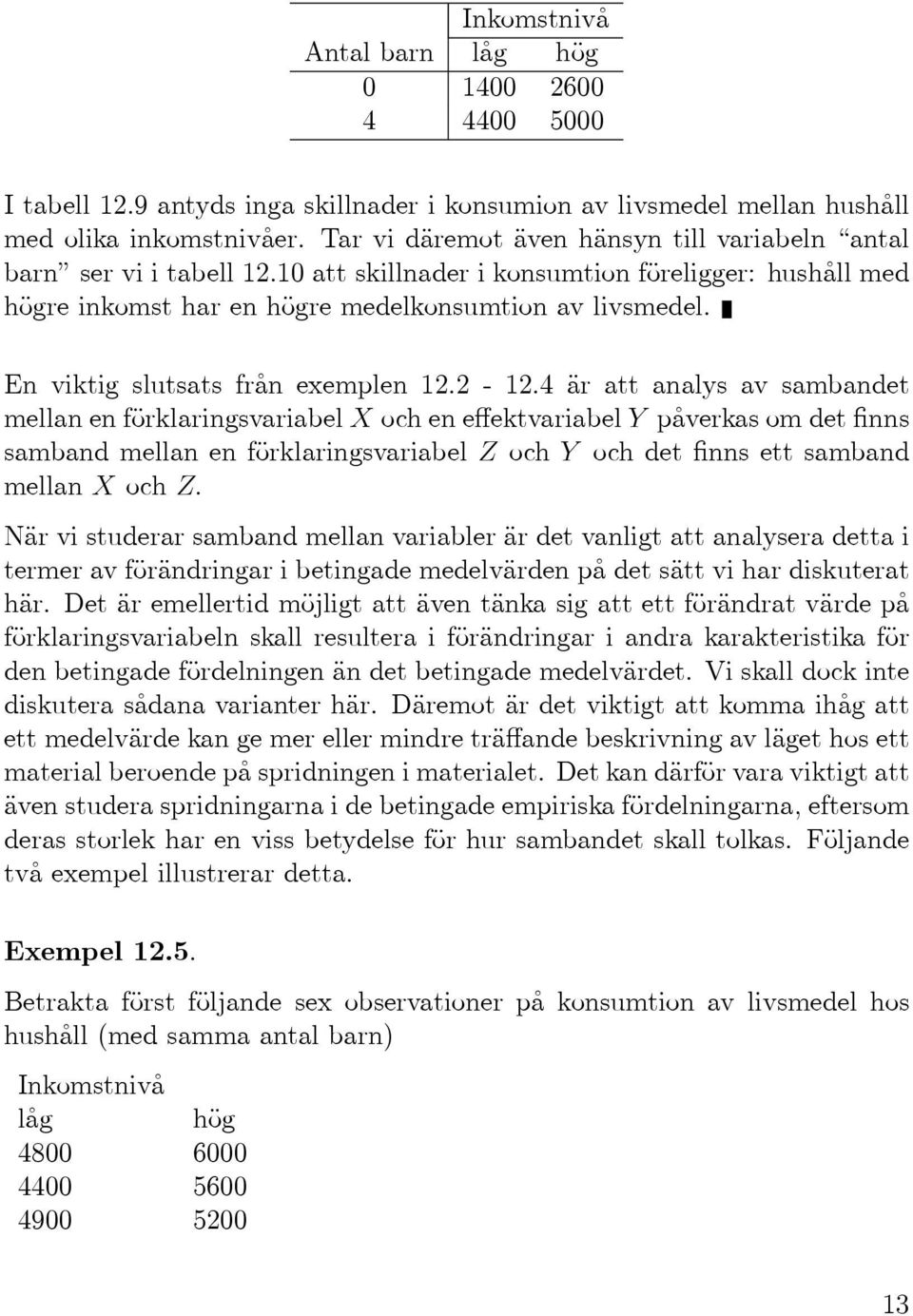 En viktig slutsats från exemplen 12.2-12.