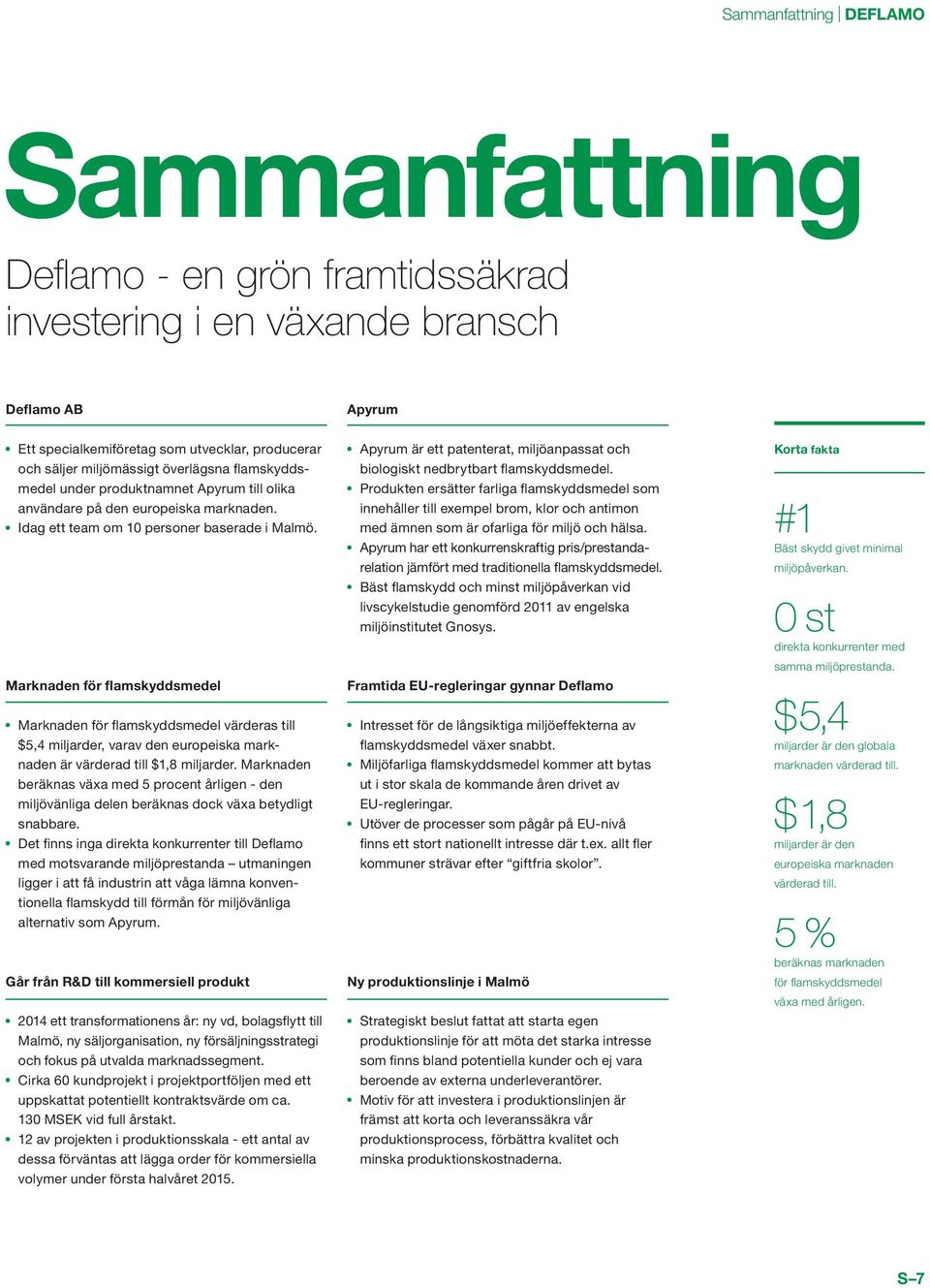 Marknaden för flamskyddsmedel Marknaden för flamskyddsmedel värderas till $5,4 miljarder, varav den europeiska marknaden är värderad till $1,8 miljarder.