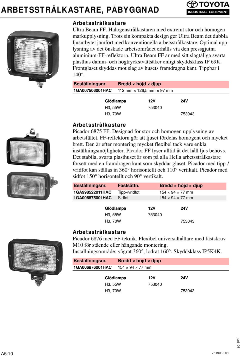 Optimal upplysning av det önskade arbetsområdet erhålls via den pressgjutna aluminium-ff-reflektorn.