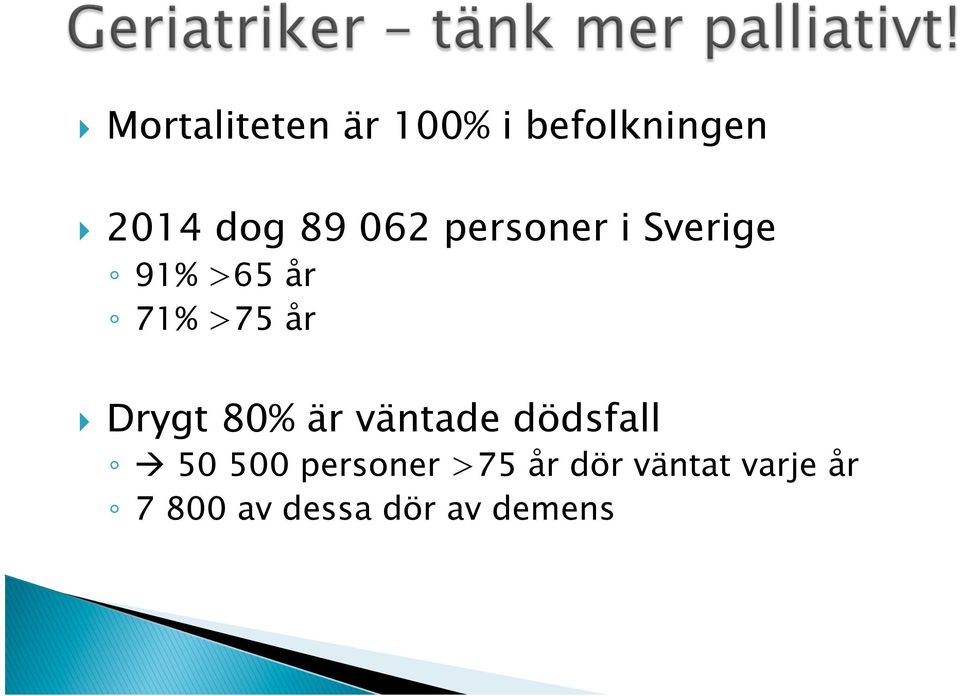 Drygt 80% är väntade dödsfall à 50 500 personer