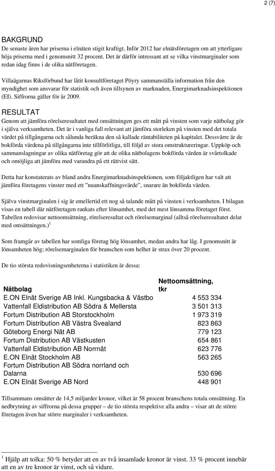 Villaägarnas Riksförbund har låtit konsultföretaget Pöyry sammanställa information från den myndighet som ansvarar för statistik och även tillsynen av marknaden, Energimarknadsinspektionen (EI).