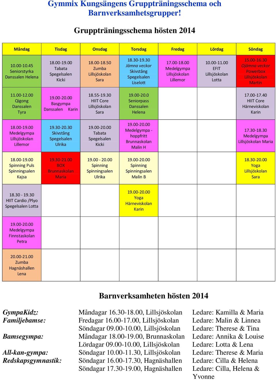 30 Ojämna veckor Powerbox Martin 11.00-12.00 Qigong Danssalen Tyra Basgympa Danssalen Karin 18.55-19.30 HIIT Core Sara 19.00-20.0 Seniorpass Danssalen Helena 17.00-17.