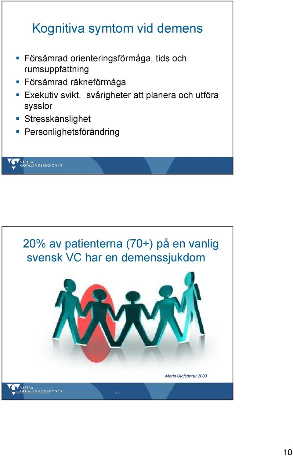 och utföra sysslor Stresskänslighet Personlighetsförändring 20% av patienterna