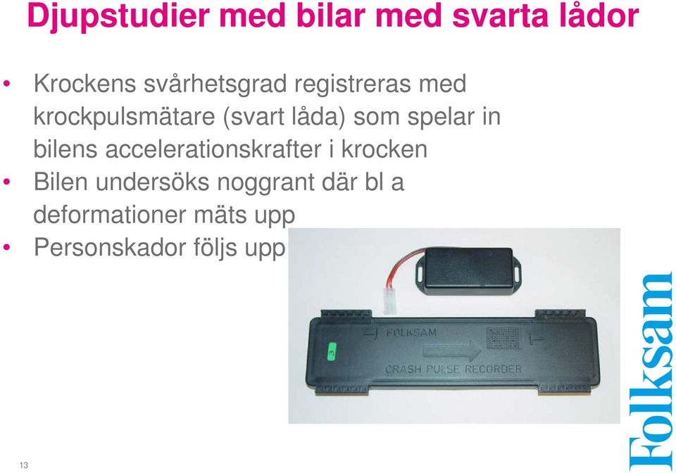 som spelar in bilens accelerationskrafter i krocken Bilen