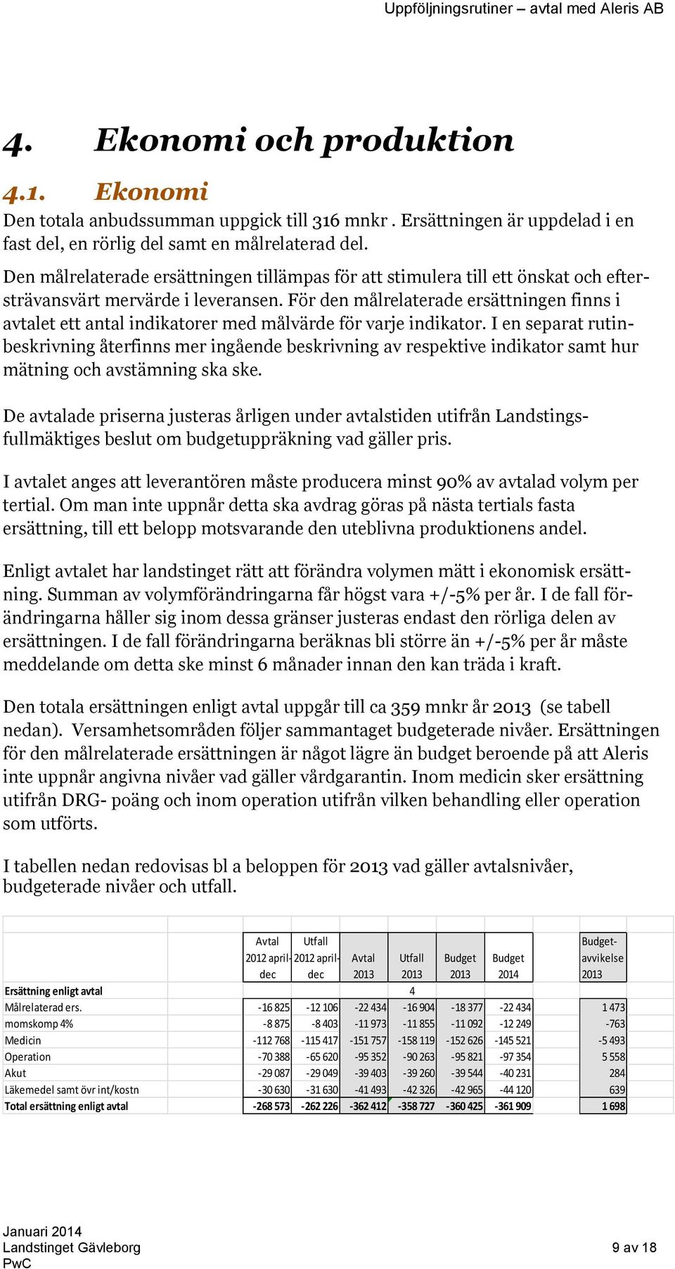 För den målrelaterade ersättningen finns i avtalet ett antal indikatorer med målvärde för varje indikator.