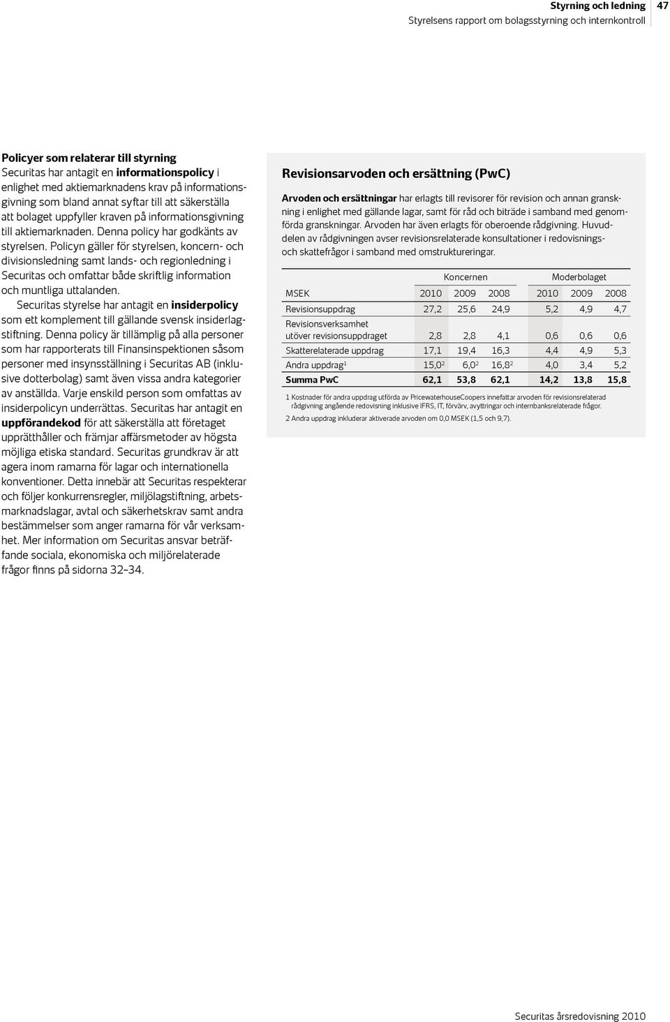 Policyn gäller för styrelsen, koncern- och divisionsledning samt lands- och regionledning i Securitas och omfattar både skriftlig information och muntliga uttalanden.