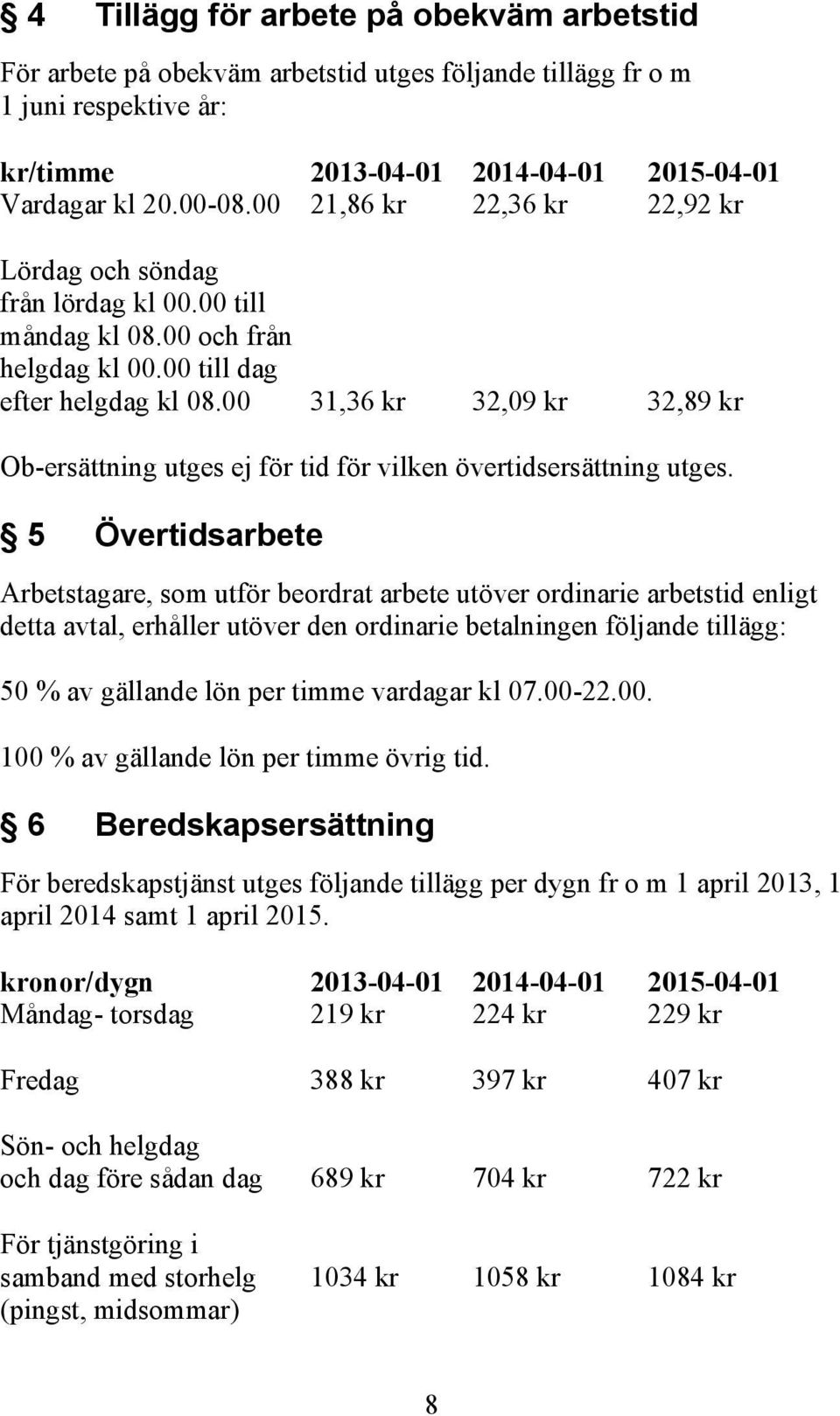 00 31,36 kr 32,09 kr 32,89 kr Ob-ersättning utges ej för tid för vilken övertidsersättning utges.