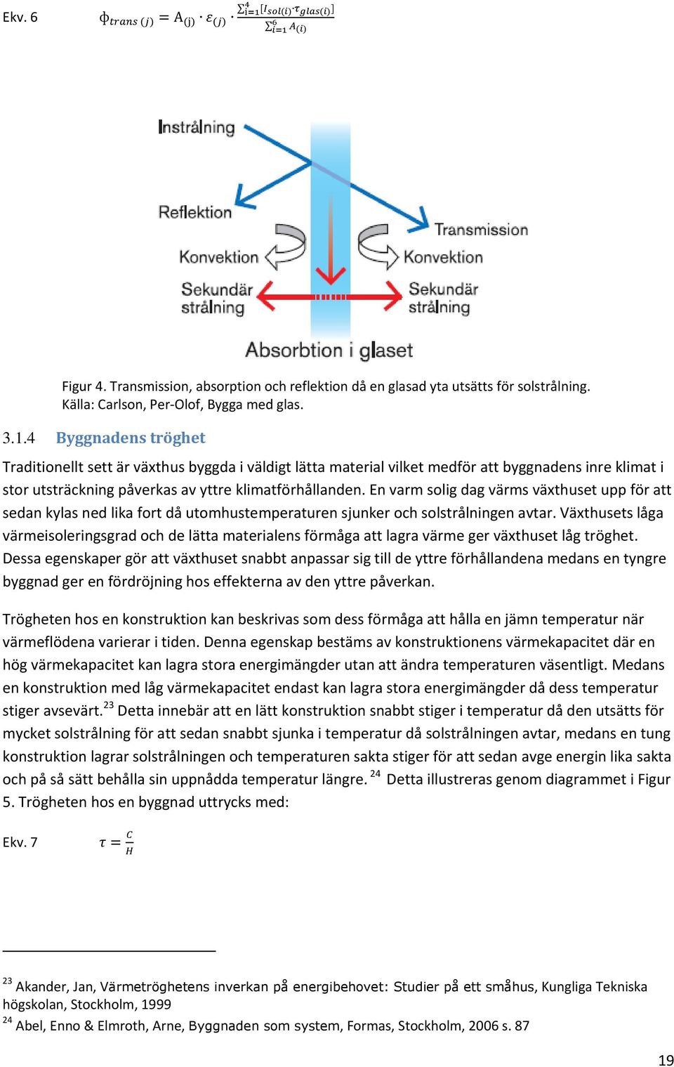 En varm solig dag värms växthuset upp för att sedan kylas ned lika fort då utomhustemperaturen sjunker och solstrålningen avtar.