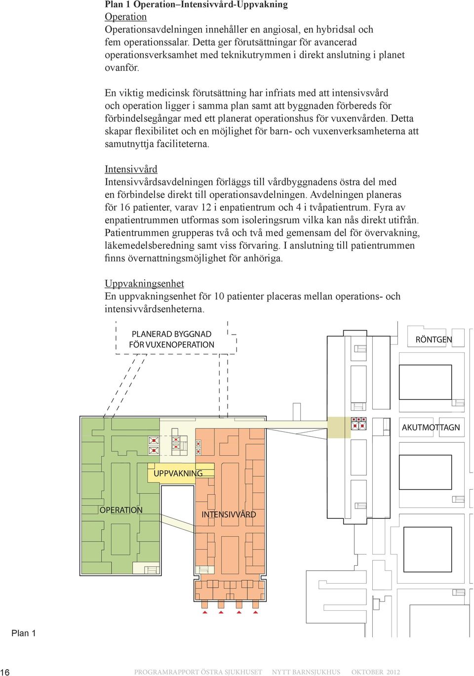 En viktig medicinsk förutsättning har infriats med att intensivsvård och operation ligger i samma plan samt att byggnaden förbereds för förbindelsegångar med ett planerat operationshus för