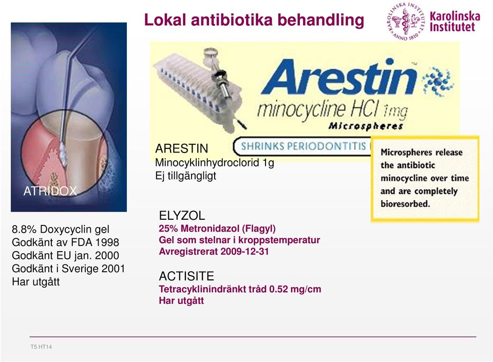 2000 Godkänt i Sverige 2001 Har utgått ARESTIN Minocyklinhydroclorid 1g Ej