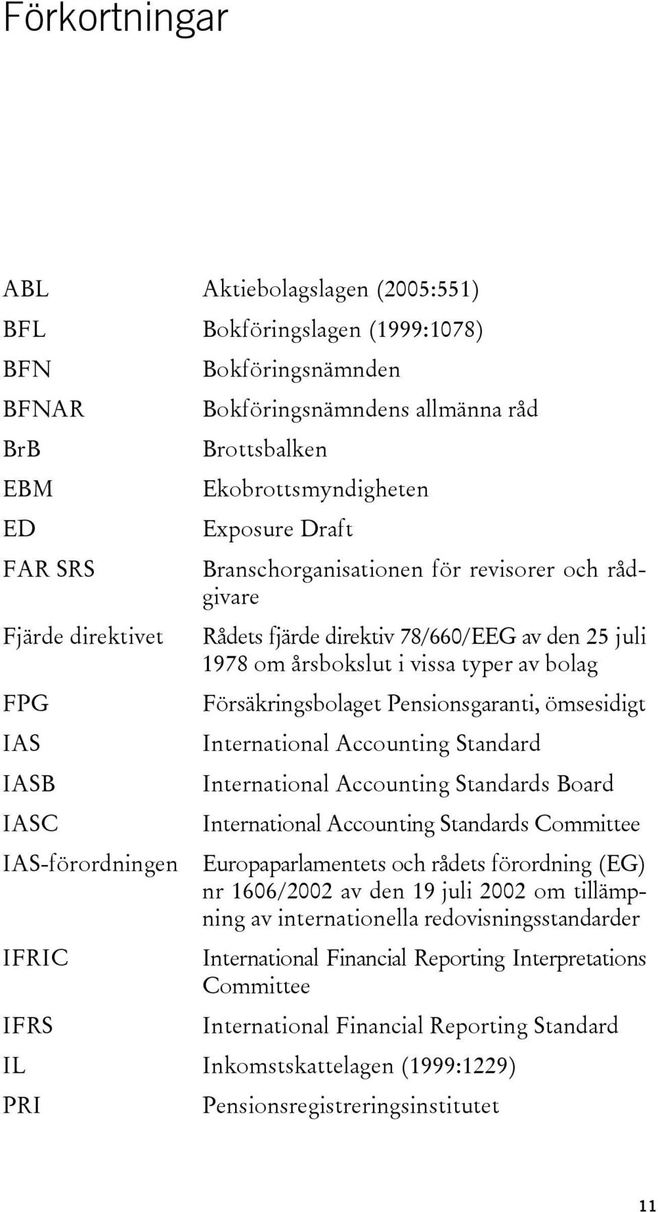 i vissa typer av bolag Försäkringsbolaget Pensionsgaranti, ömsesidigt International Accounting Standard International Accounting Standards Board International Accounting Standards Committee