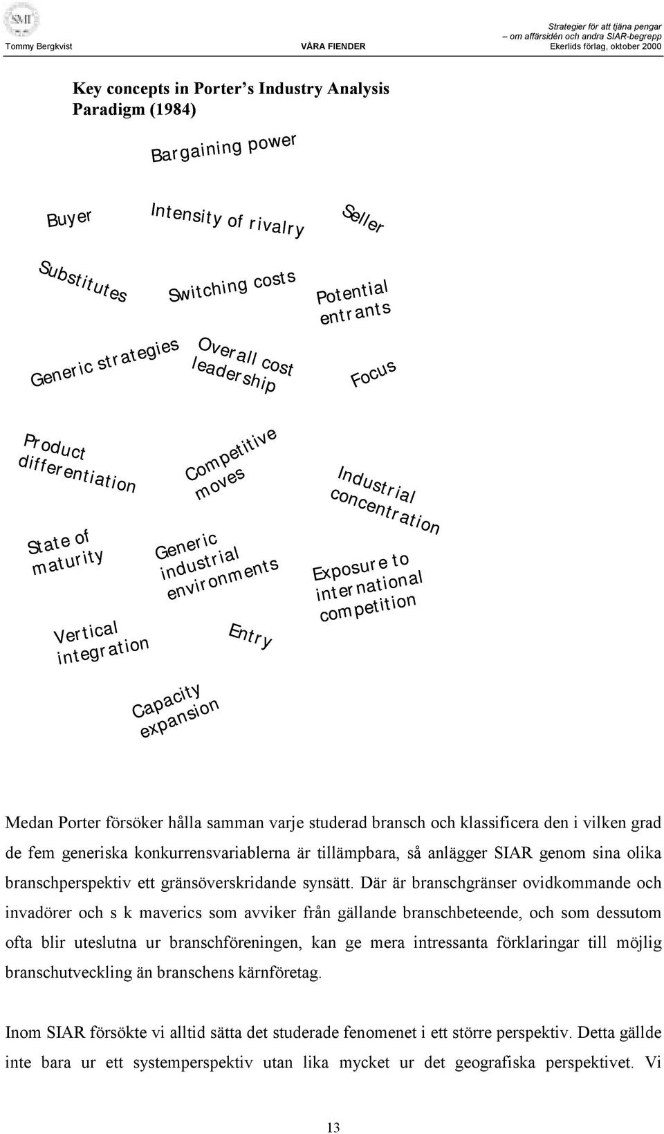 international competition Medan Porter försöker hålla samman varje studerad bransch och klassificera den i vilken grad de fem generiska konkurrensvariablerna är tillämpbara, så anlägger SIAR genom