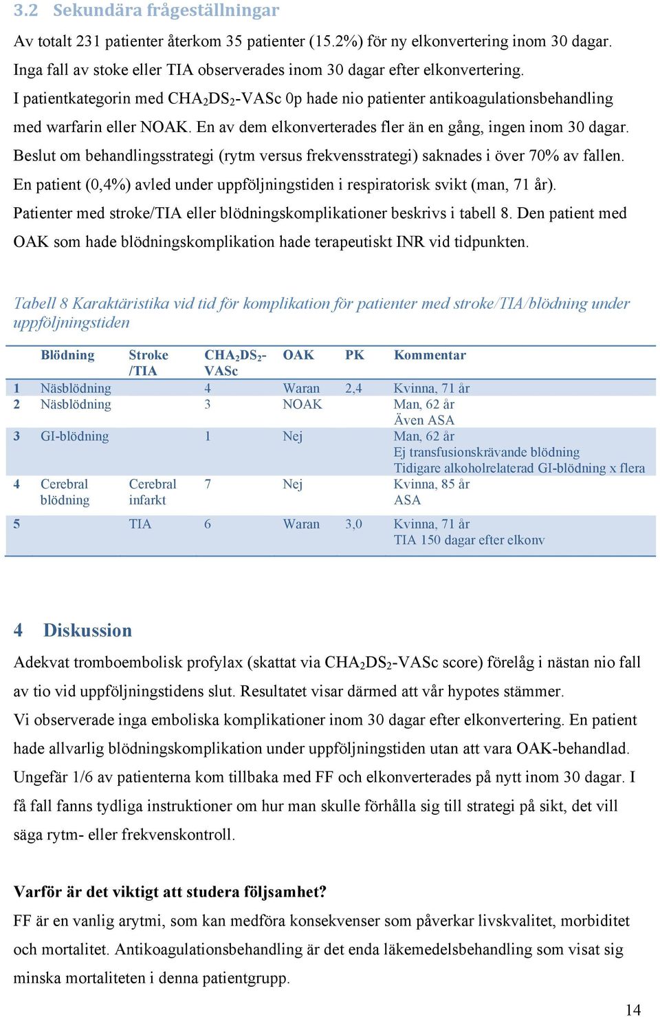 Beslut om behandlingsstrategi (rytm versus frekvensstrategi) saknades i över 70% av fallen. En patient (0,4%) avled under uppföljningstiden i respiratorisk svikt (man, 71 år).