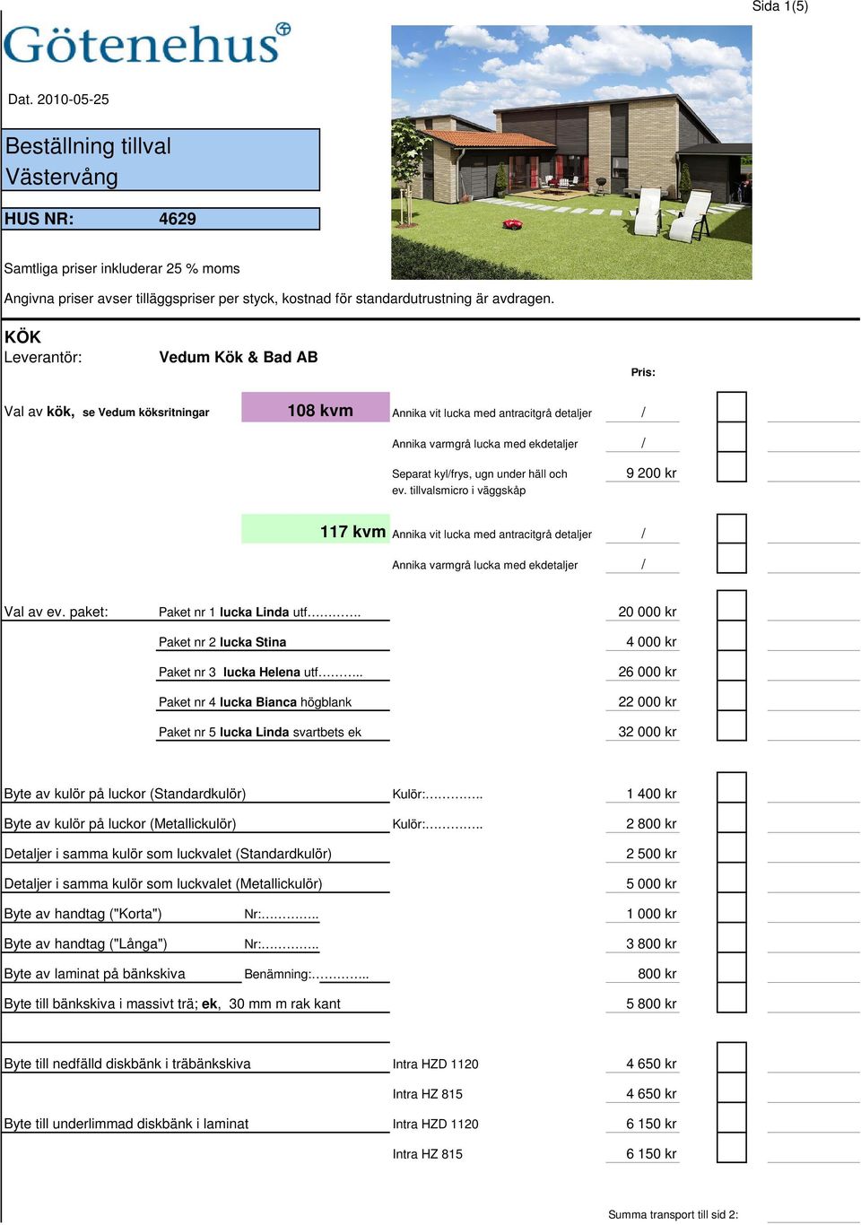 tillvalsmicro i väggskåp 9 200 kr 117 kvm Annika vit lucka med antracitgrå detaljer / Annika varmgrå lucka med ekdetaljer / Val av ev. paket: Paket nr 1 lucka Linda utf.