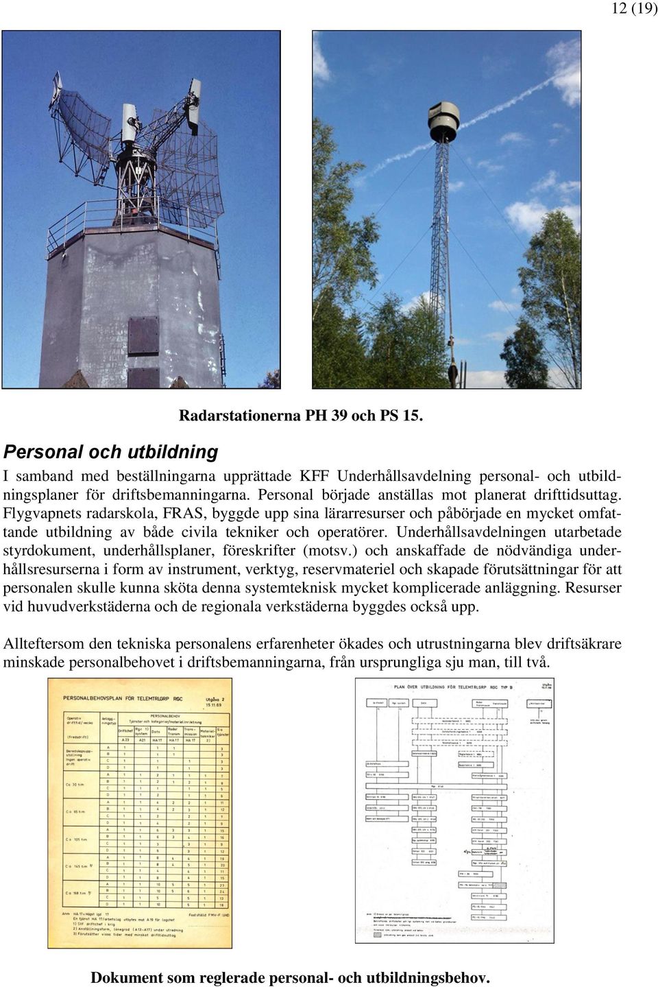 Flygvapnets radarskola, FRAS, byggde upp sina lärarresurser och påbörjade en mycket omfattande utbildning av både civila tekniker och operatörer.