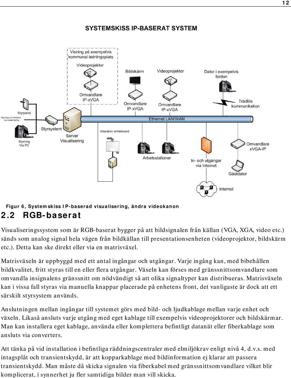 Matrisväxeln är uppbyggd med ett antal ingångar och utgångar. Varje ingång kan, med bibehållen bildkvalitet, fritt styras till en eller flera utgångar.