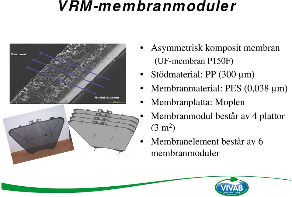 Membranmaterial: PES (0,038 µm) Membranplatta: Moplen