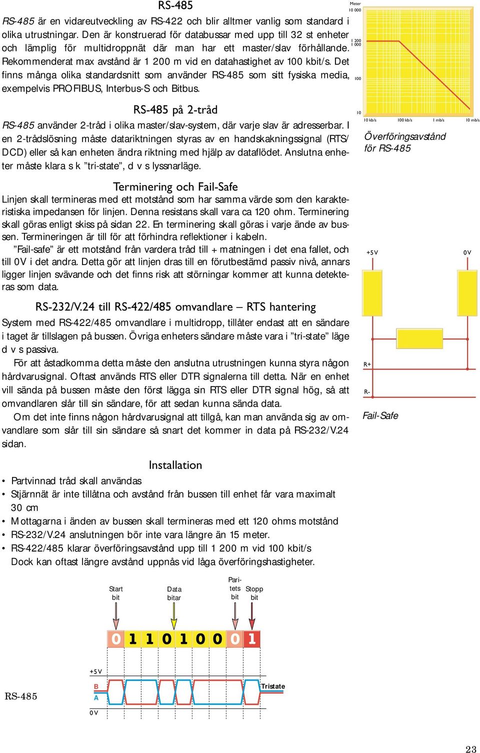 Det finns många olika standardsnitt som använder RS-485 som sitt fysiska media, exempelvis PROFIBUS, Interbus-S och Bitbus.