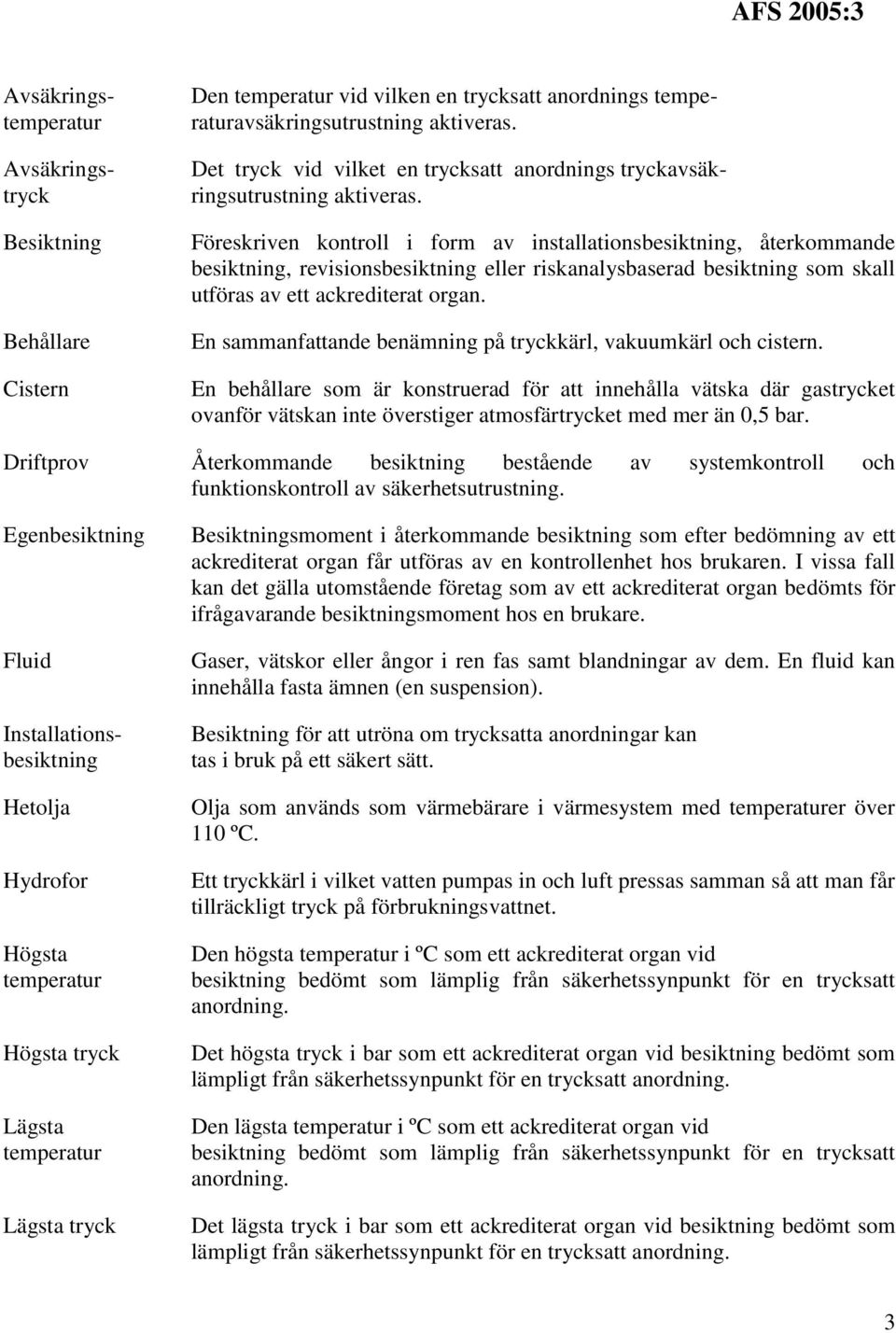 Föreskriven kontroll i form av installationsbesiktning, återkommande besiktning, revisionsbesiktning eller riskanalysbaserad besiktning som skall utföras av ett ackrediterat organ.