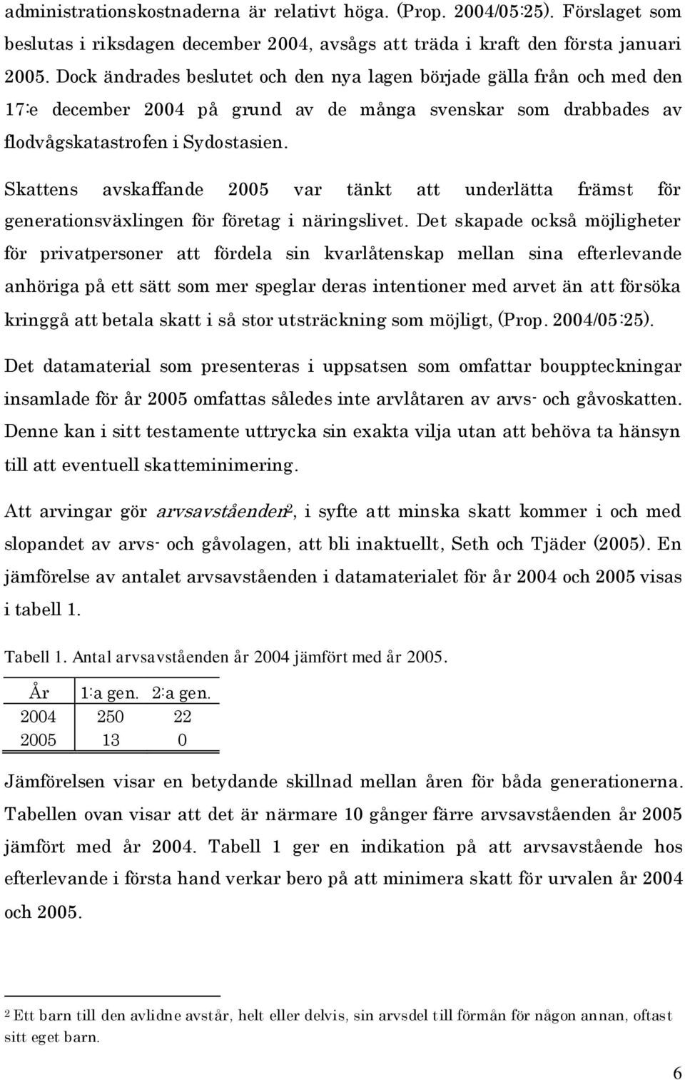 Skattens avskaffande 2005 var tänkt att underlätta främst för generatonsväxlngen för företag närngslvet.