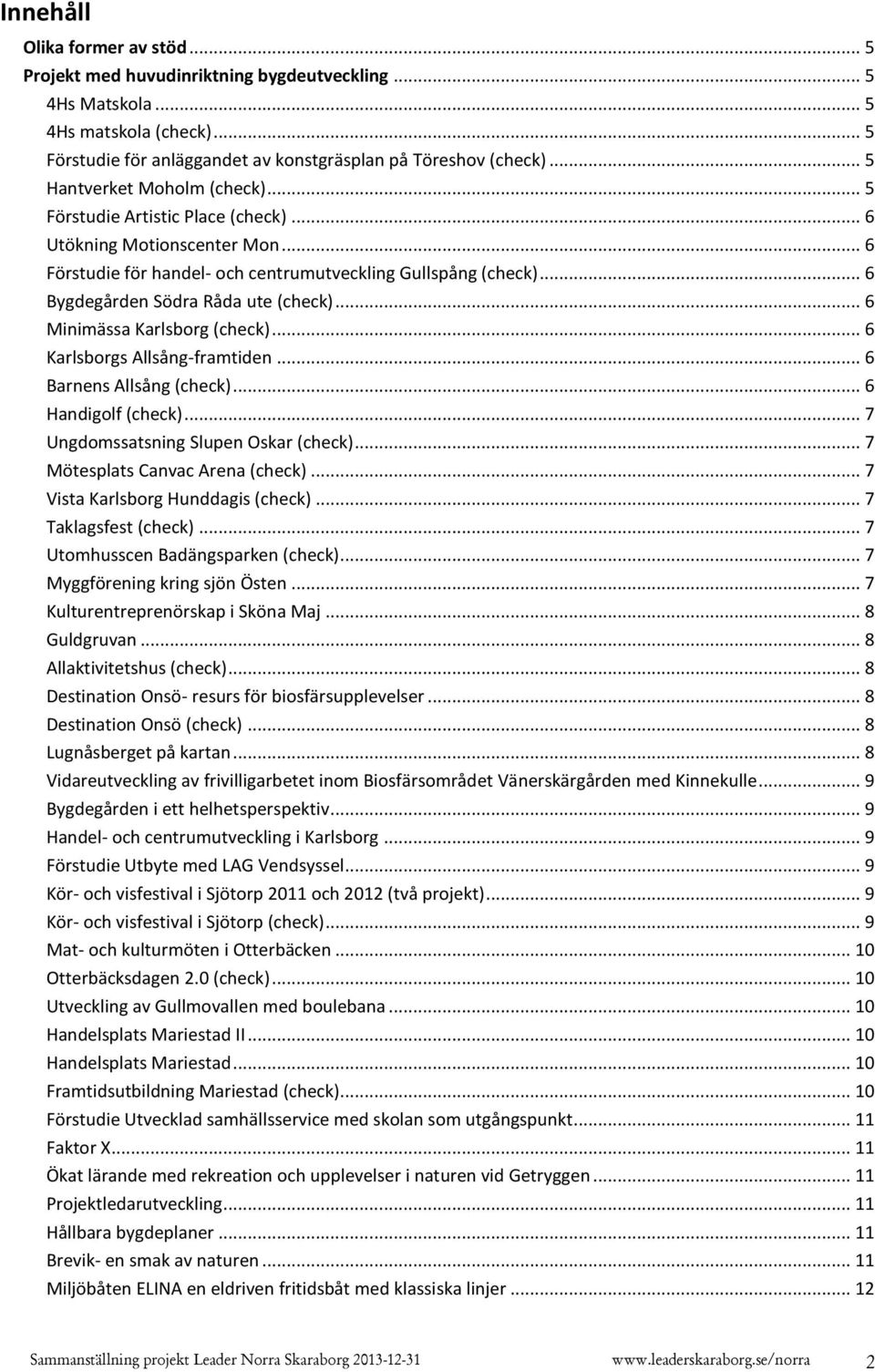 .. 6 Bygdegården Södra Råda ute (check)... 6 Minimässa Karlsborg (check)... 6 Karlsborgs Allsång-framtiden... 6 Barnens Allsång (check)... 6 Handigolf (check)... 7 Ungdomssatsning Slupen Oskar (check).