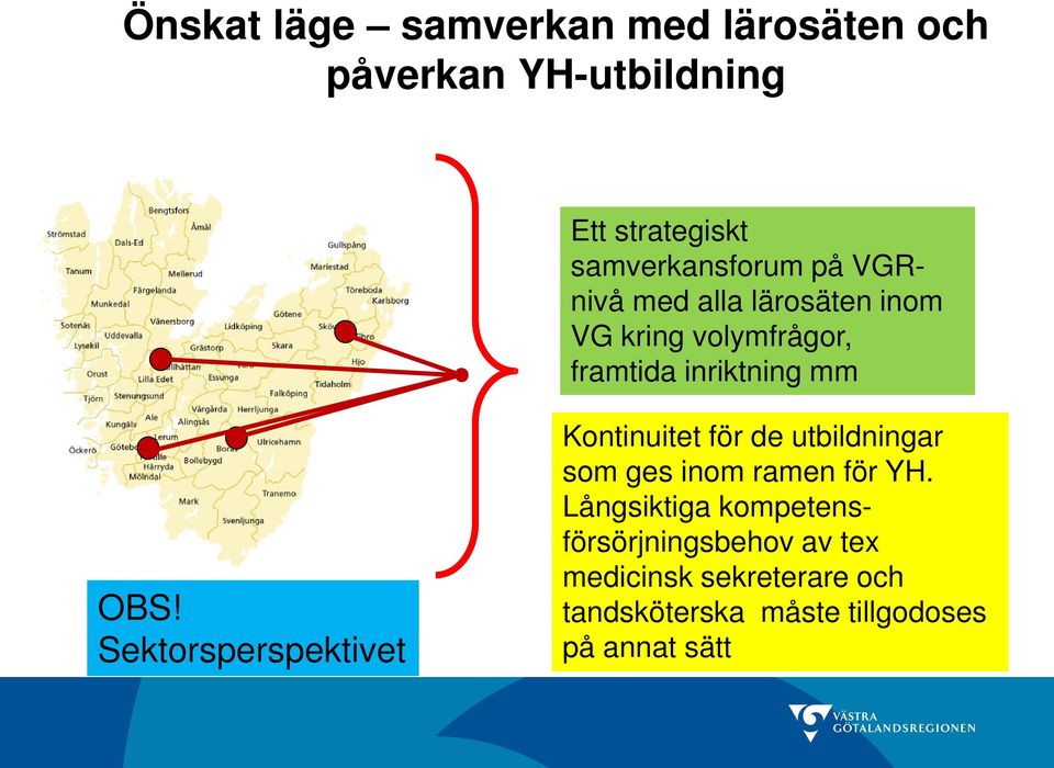 mm OBS! Sektorsperspektivet Kontinuitet för de utbildningar som ges inom ramen för YH.