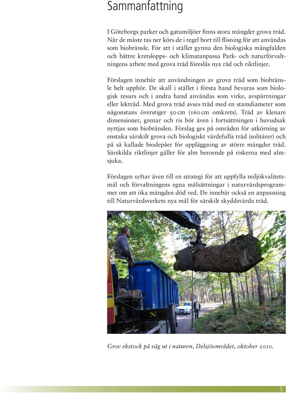 Förslagen innebär att användningen av grova träd som biobränsle helt upphör.