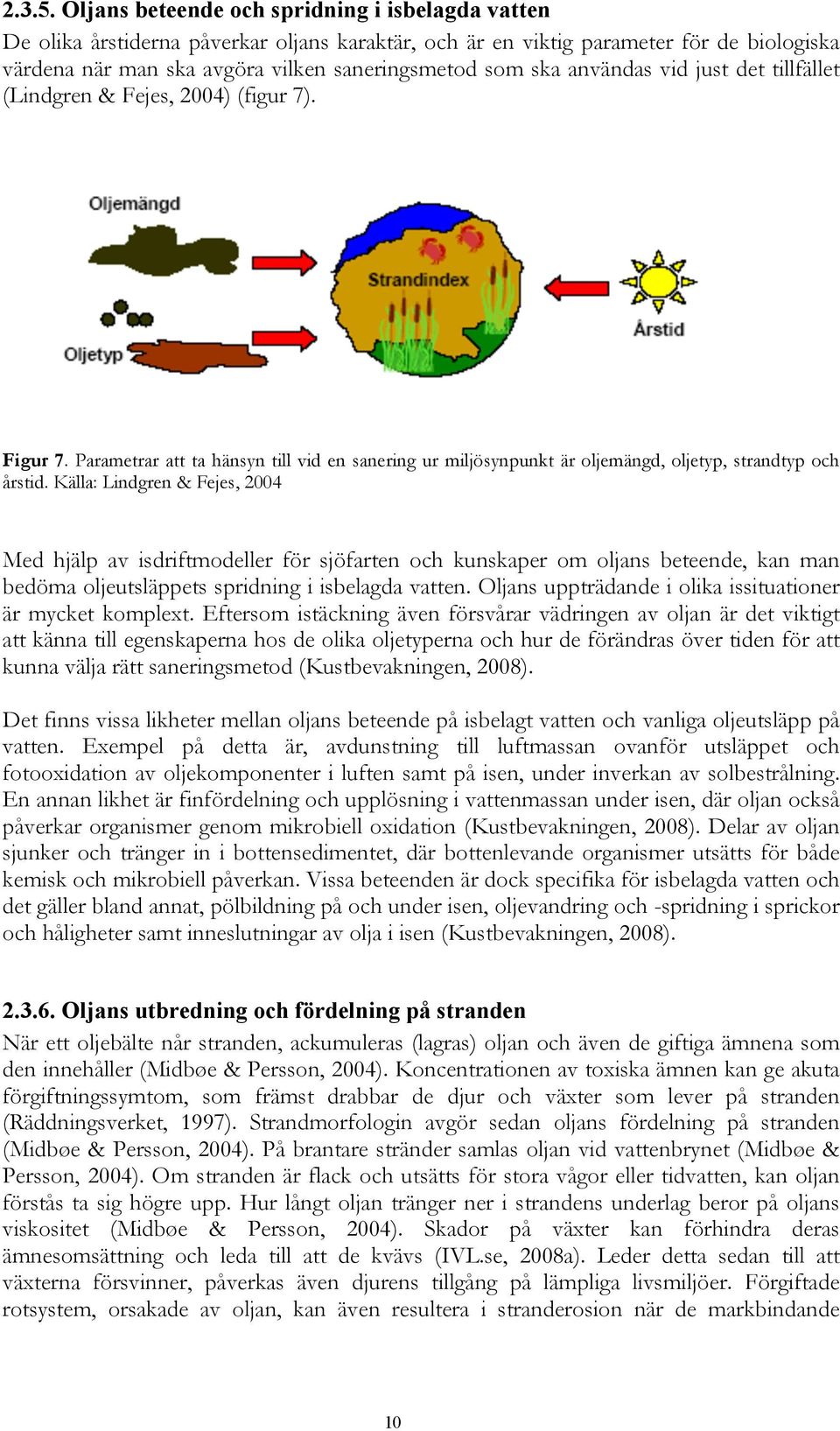 användas vid just det tillfället (Lindgren & Fejes, 2004) (figur 7). Figur 7. Parametrar att ta hänsyn till vid en sanering ur miljösynpunkt är oljemängd, oljetyp, strandtyp och årstid.