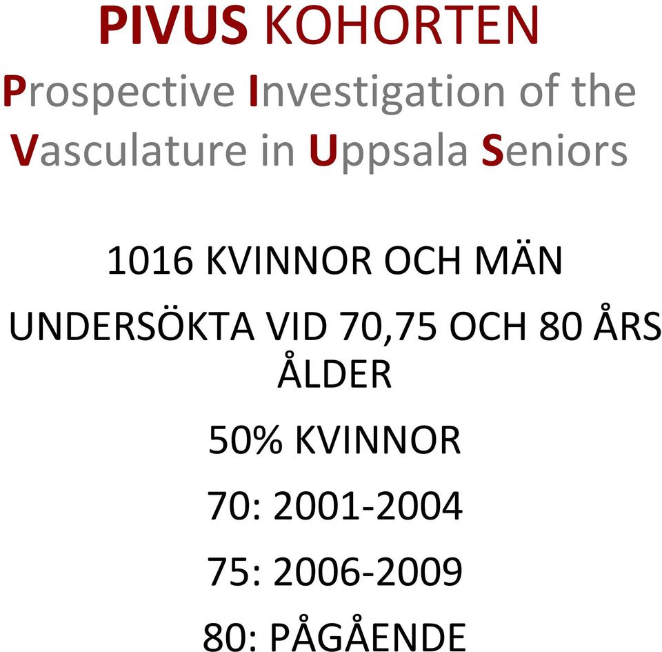 MÄN UNDERSÖKTA VID 70,75 OCH 80 ÅRS ÅLDER 50%