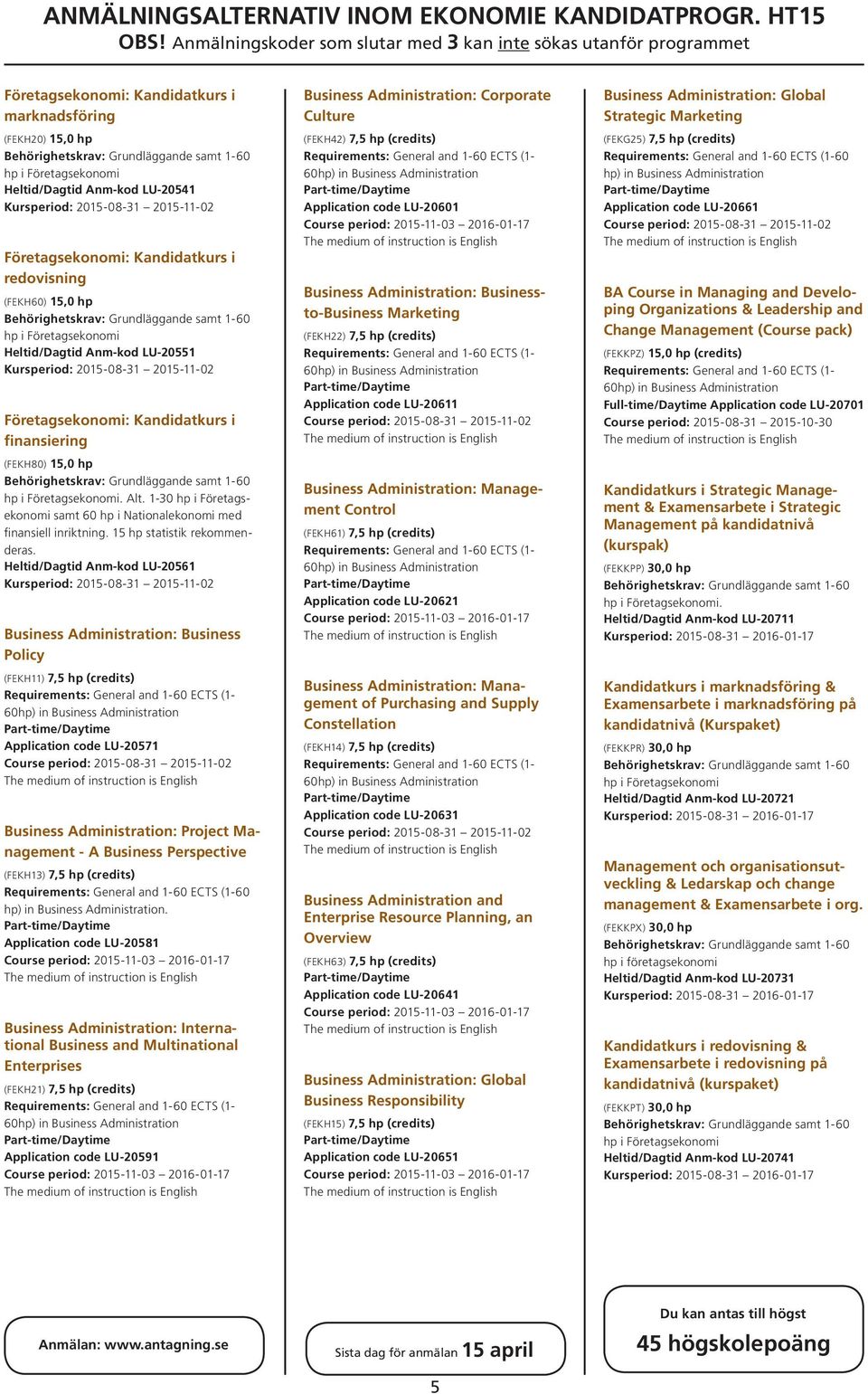 15 hp statistik rekommenderas.