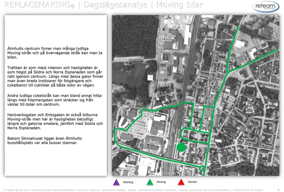 Längs med dessa gator finner man även breda trottoarer för fotgängare och cykelbanor till cyklister på båda sidor av vägen.