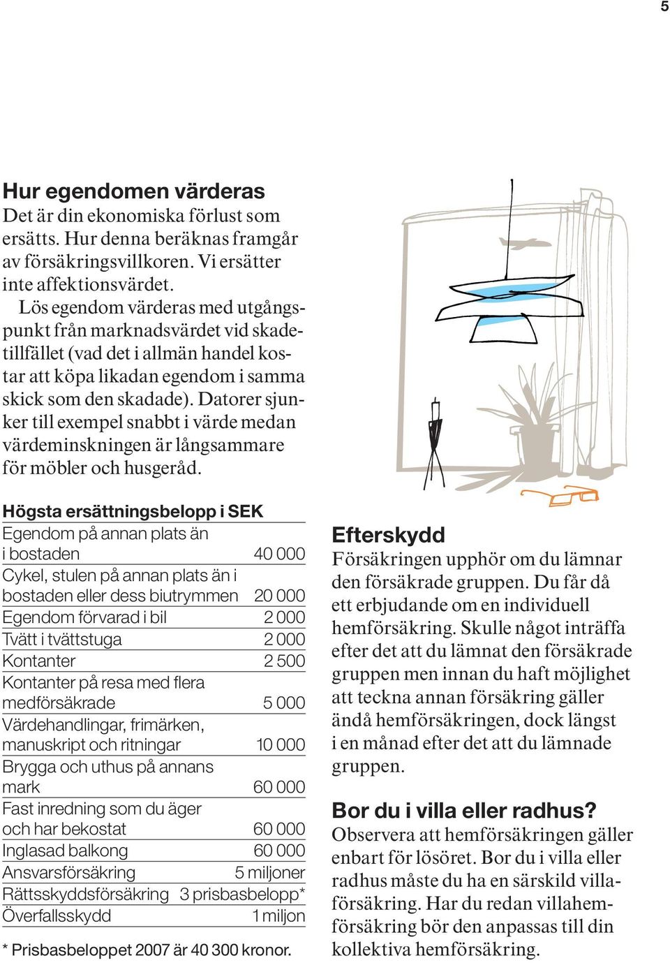 Datorer sjunker till exempel snabbt i värde medan värdeminskningen är långsammare för möbler och husgeråd.