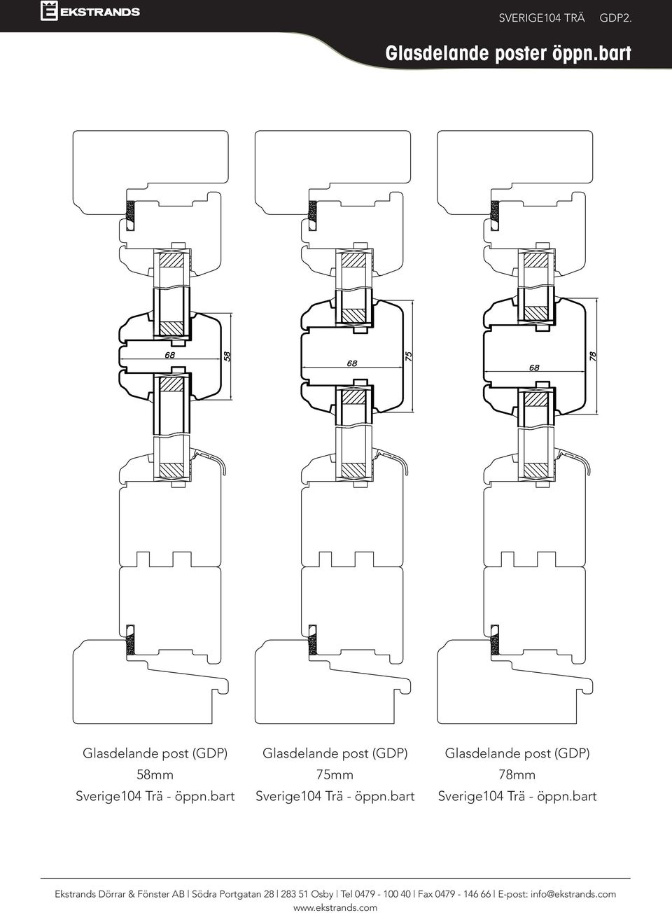öppn.bart Glasdelande post (GDP) 75mm Sverige104