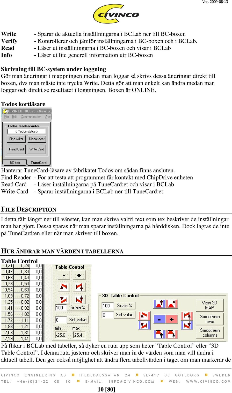 skrivs dessa ändringar direkt till boxen, dvs man måste inte trycka Write. Detta gör att man enkelt kan ändra medan man loggar och direkt se resultatet i loggningen. Boxen är ONLINE.