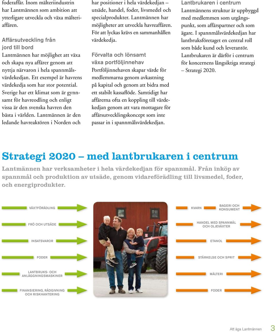 Ett exempel är havrens värdekedja som har stor potential. Sverige har ett klimat som är gynnsamt för havreodling och enligt vissa är den svenska havren den bästa i världen.