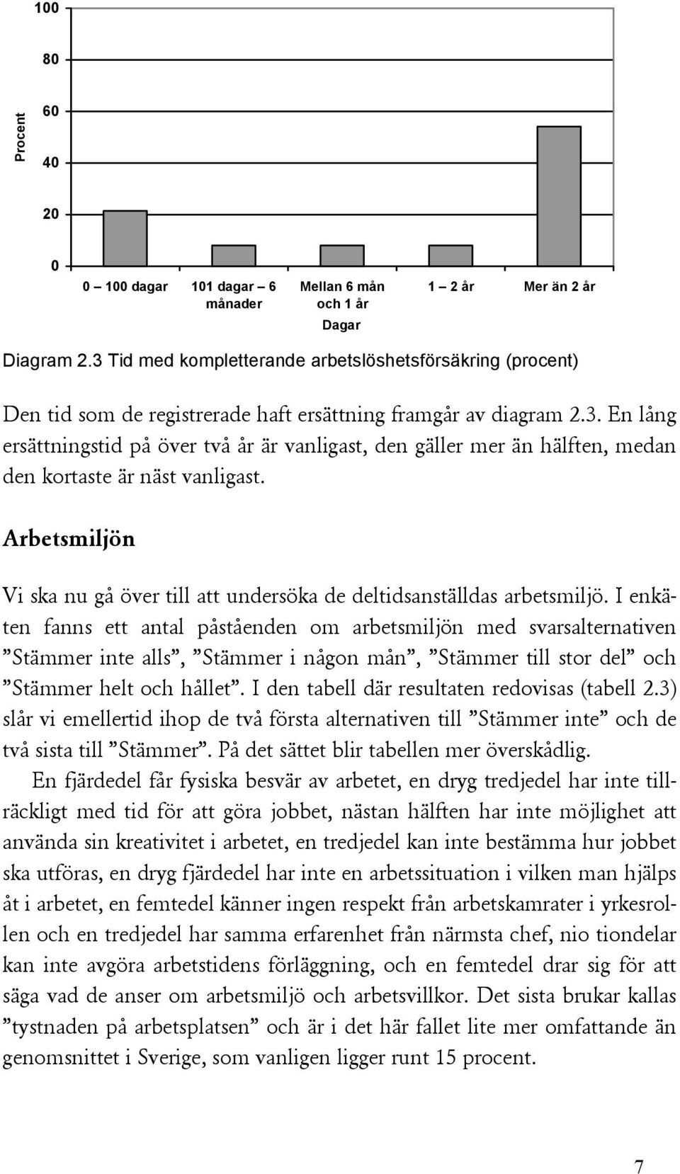 Arbetsmiljön Vi ska nu gå över till att undersöka de deltidsanställdas arbetsmiljö.