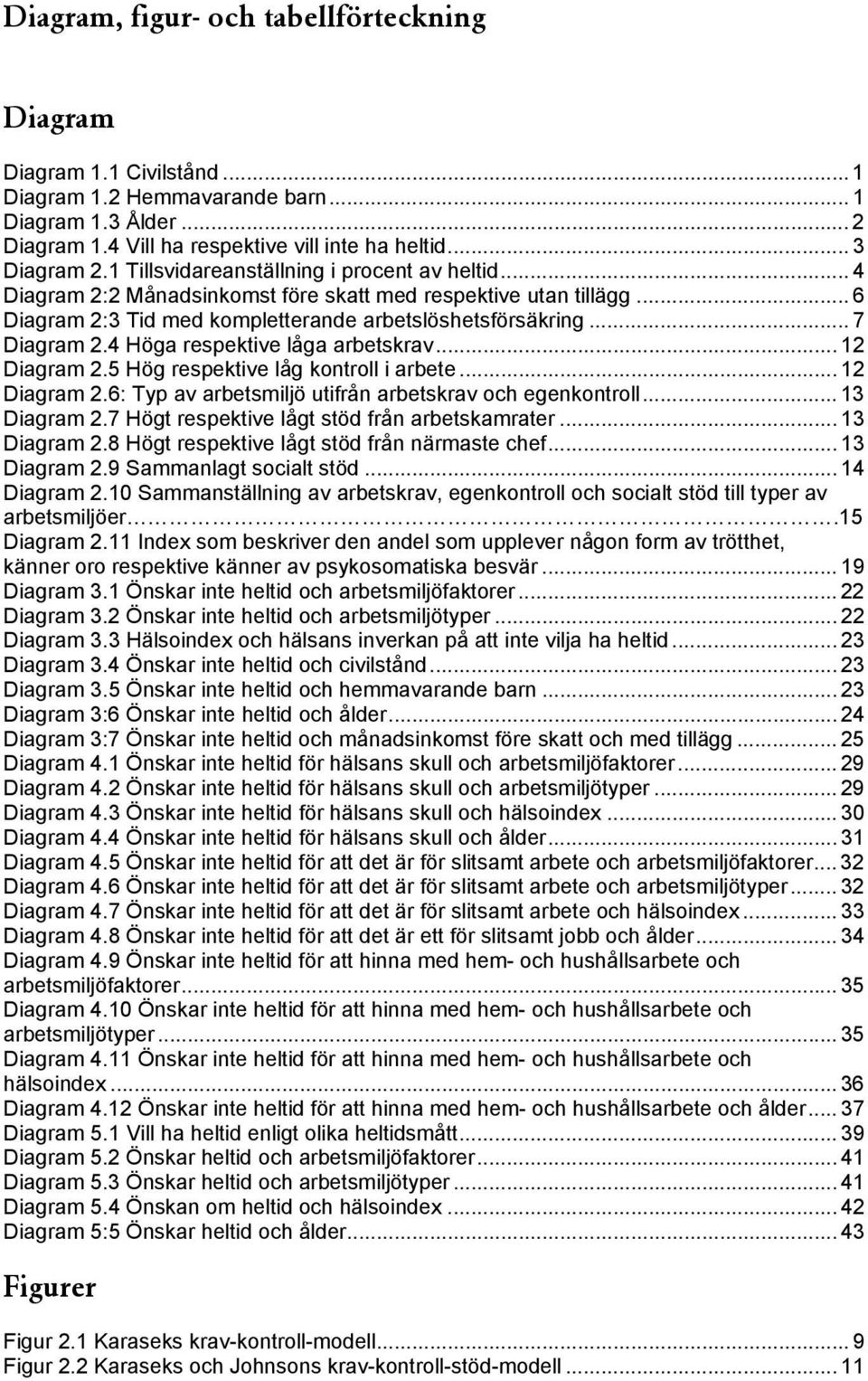 4 Höga respektive låga arbetskrav... 12 Diagram 2.5 Hög respektive låg kontroll i arbete... 12 Diagram 2.6: Typ av arbetsmiljö utifrån arbetskrav och egenkontroll... 13 Diagram 2.