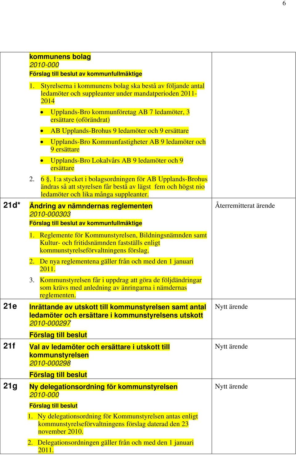 Upplands-Brohus 9 ledamöter och 9 ersättare Upplands-Bro Kommunfastigheter AB 9 ledamöter och 9 ersättare Upplands-Bro Lokalvårs AB 9 ledamöter och 9 ersättare 2.