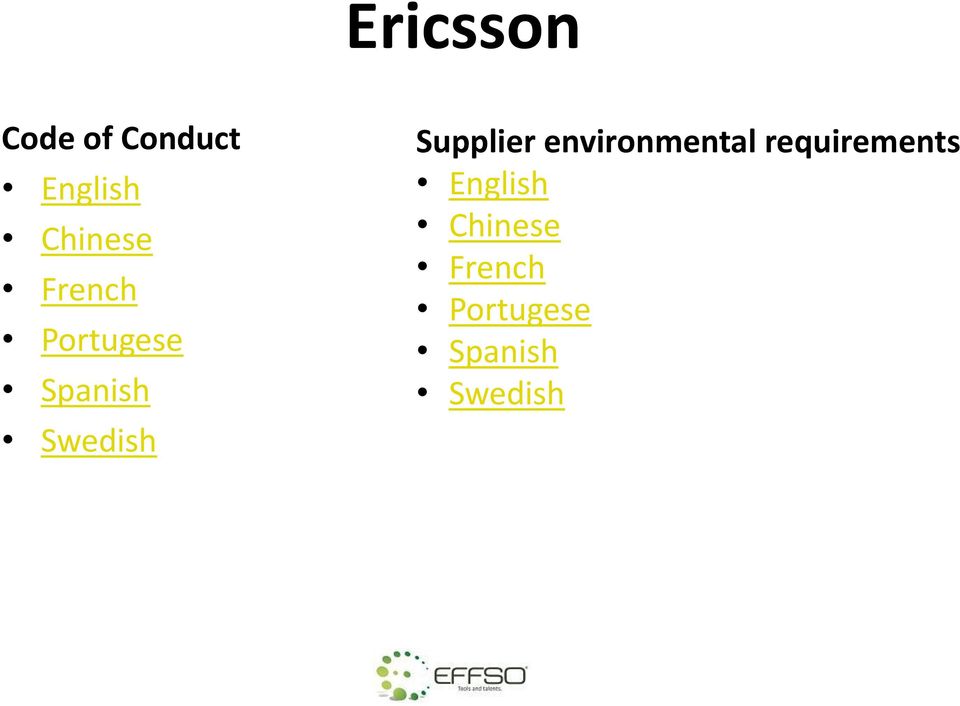 Swedish Supplier environmental