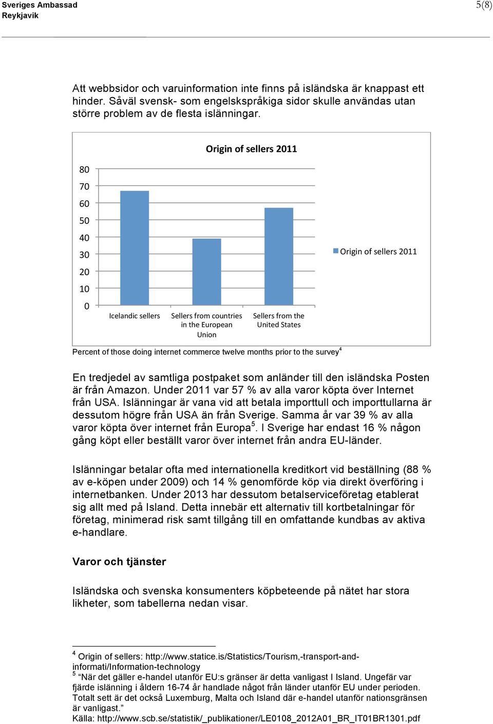 Origin of sellers 2011 80 70 60 50 40 30 Origin of sellers 2011 20 10 0 Icelandic sellers Sellers from countries in the European Union Sellers from the United States Percent of those doing internet