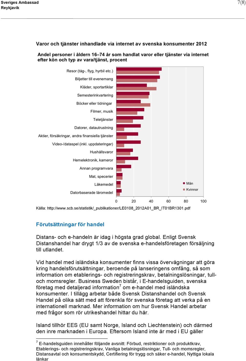 Vid handel med isländska konsumenter finns vissa övervägningar att göra kring handelsförutsättningar, beroende på lanseringens omfång, så som information om etablerings- och registreringskrav,