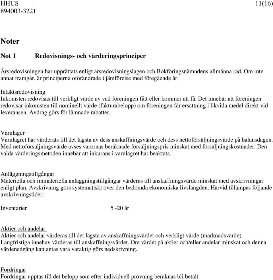 Det innebär att föreningen redovisar inkomsten till nominellt värde (fakturabelopp) om föreningen får ersättning i likvida medel direkt vid leveransen. Avdrag görs för lämnade rabatter.