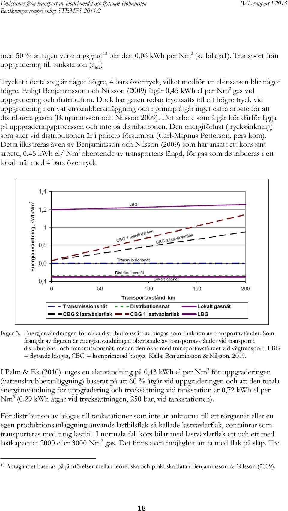 Enligt Benjaminsson och Nilsson (2009) åtgår 0,45 kwh el per Nm 3 gas vid uppgradering och distribution.