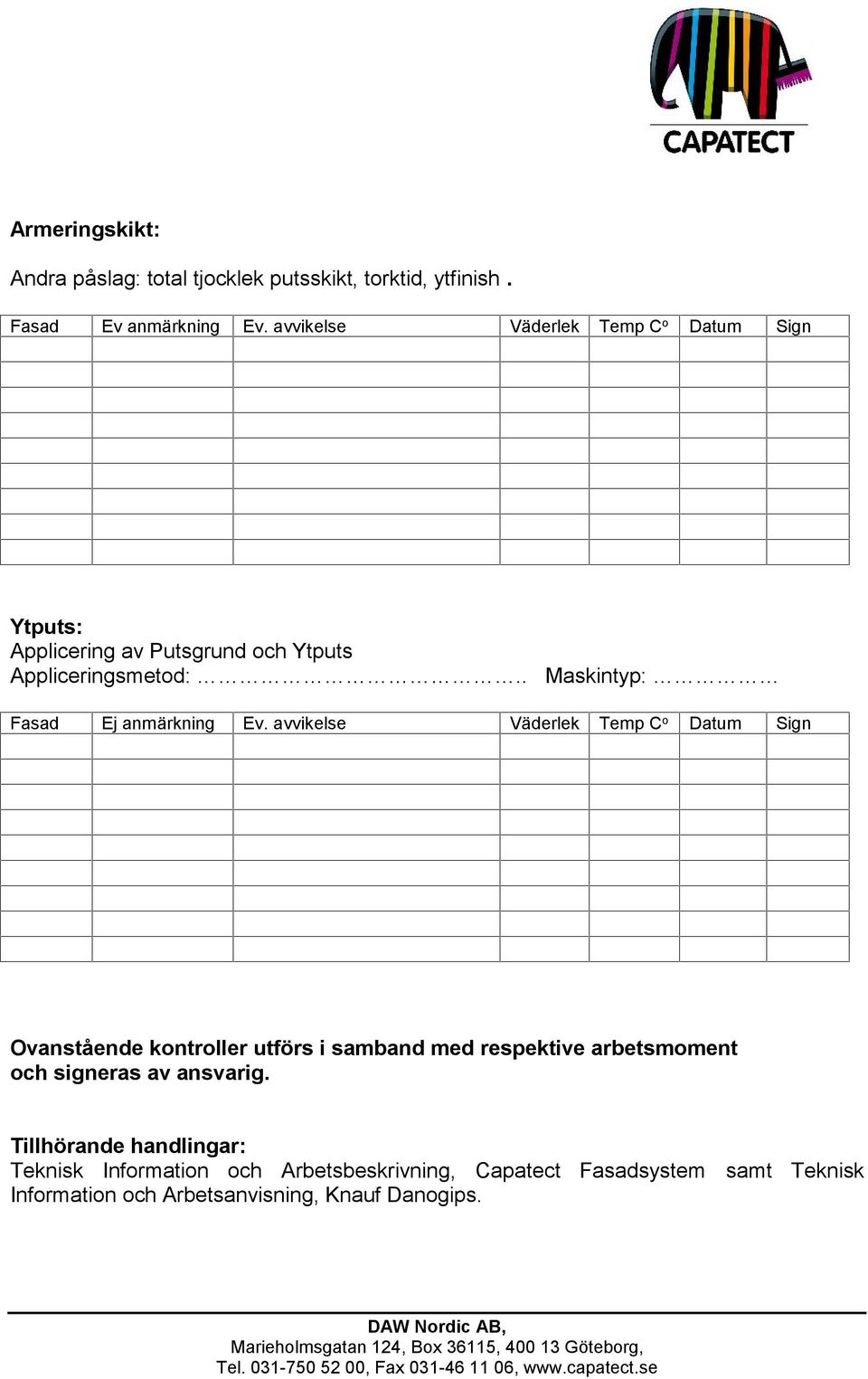 . Maskintyp: Fasad Ej anmärkning Ev.