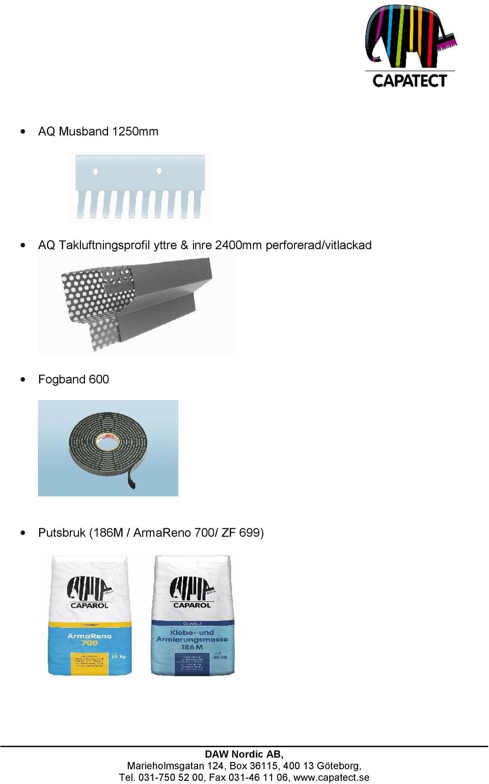 2400mm perforerad/vitlackad