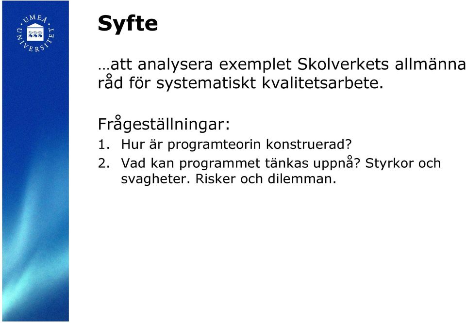 Hur är programteorin konstruerad? 2.