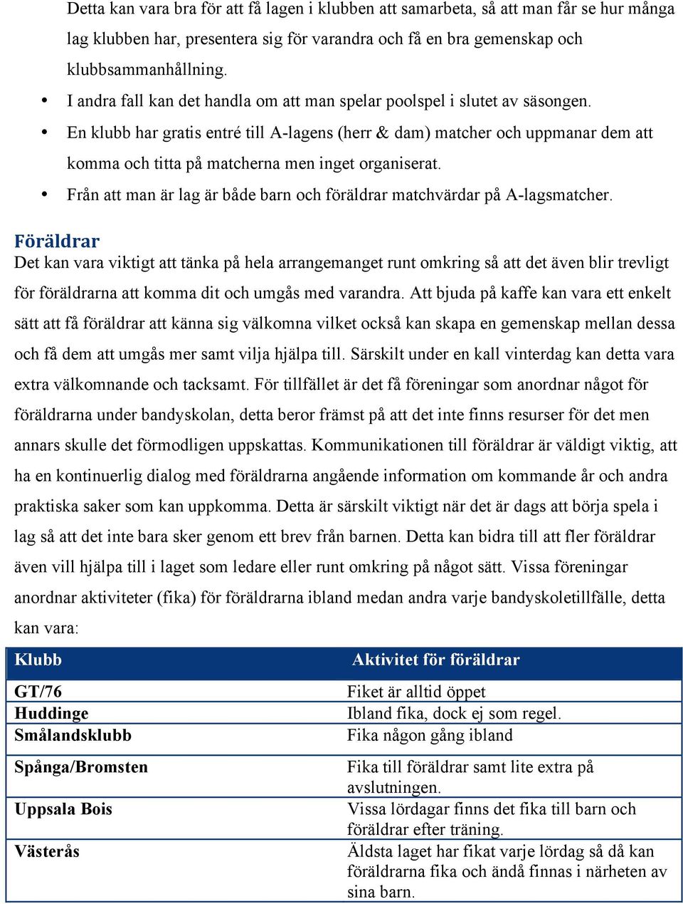 En klubb har gratis entré till A-lagens (herr & dam) matcher och uppmanar dem att komma och titta på matcherna men inget organiserat.