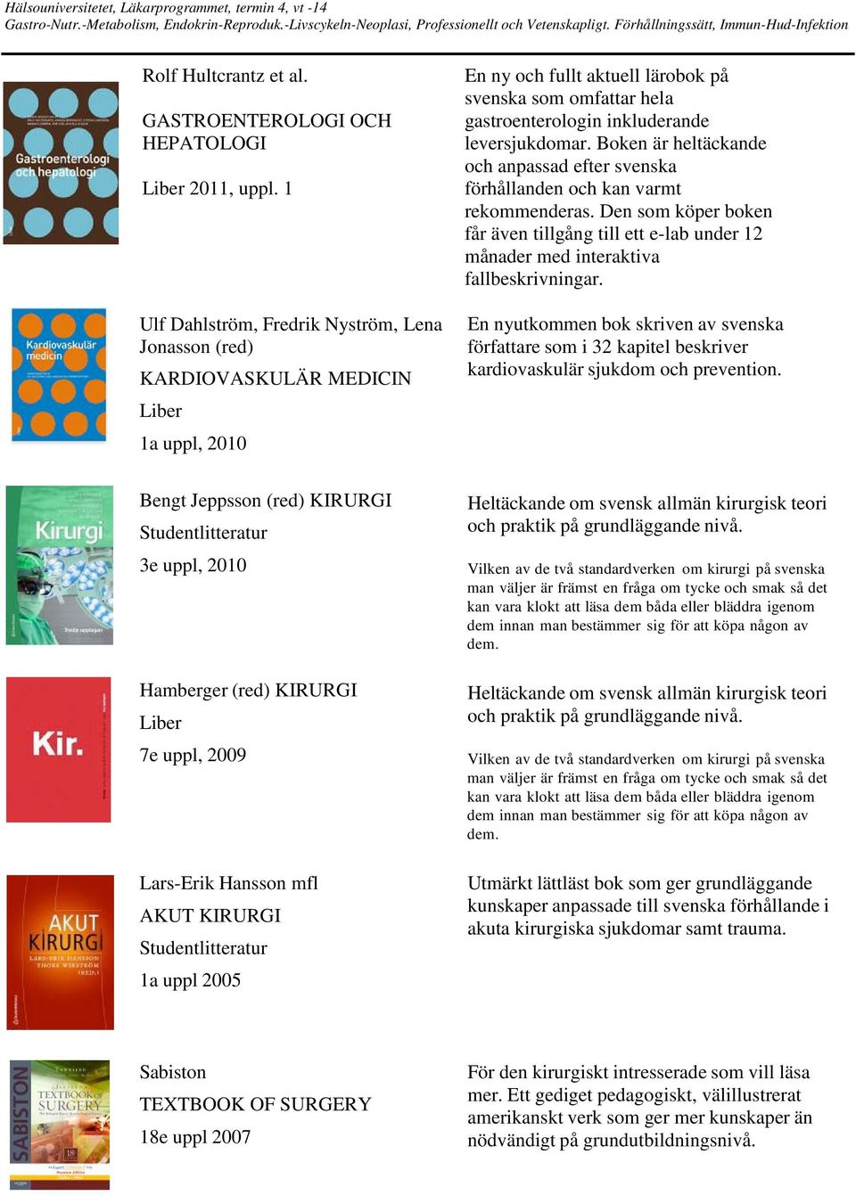 leversjukdomar. Boken är heltäckande och anpassad efter svenska förhållanden och kan varmt rekommenderas.